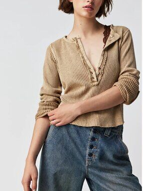 NWT Free People One Colt Thermal in Beige, XS